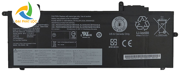 Pin Battery Laptop Lenovo X280 (L17L6P71, L17M6P71, 01AV470) 48Wh ZIN