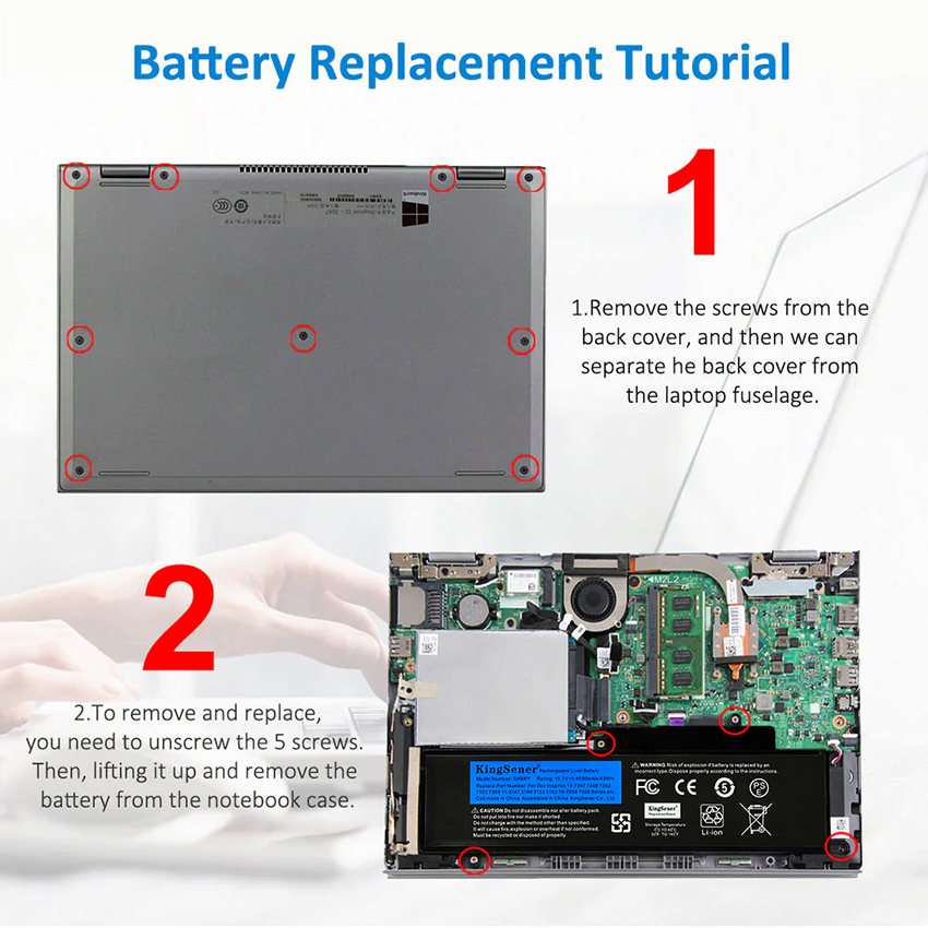 Pin Laptop Dell Inspiron 3147 3148 7347 7348 GK5KY 43Wh Chính hãng