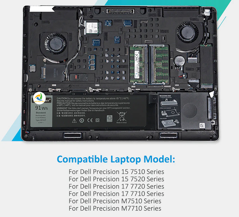 PIN LAPTOP DELL PRECISION 7510 7520 7710 7720 72WH 91WH Chính hãng