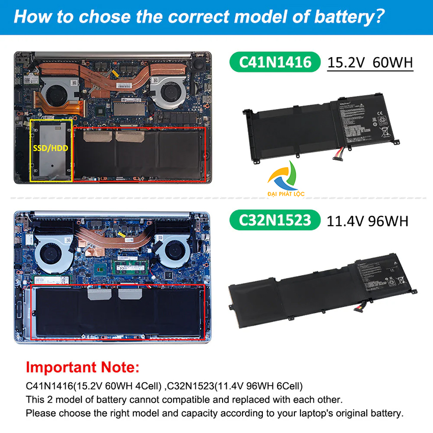 Pin Battery Laptop ASUS G501 G601J UX501J C41N1416 C32N1415 Chính hãng