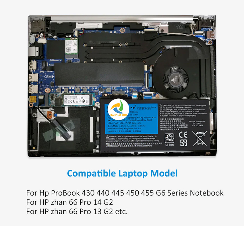 Pin Laptop HP Probook 430 G6 440 G6 445 G6 450 G6 RE03XL Chính hãng