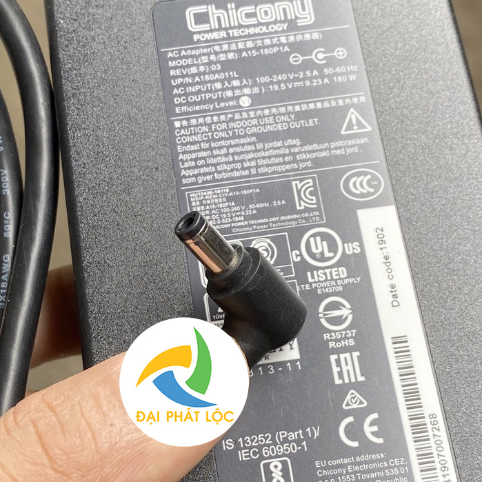 Sạc Adapter Laptop MSI 19.5V 9.23V 180W Đầu thường Chính hãng