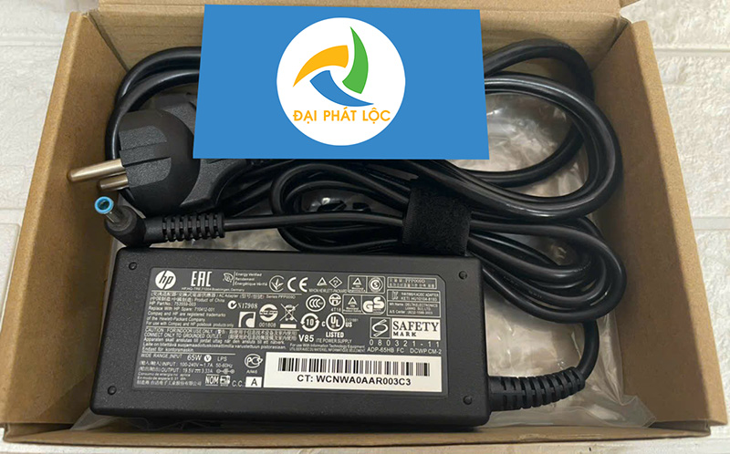 Sạc Adapter Laptop HP 19.5V 3.33A 65W Đầu kim nhỏ Cục vuông Chính hãng